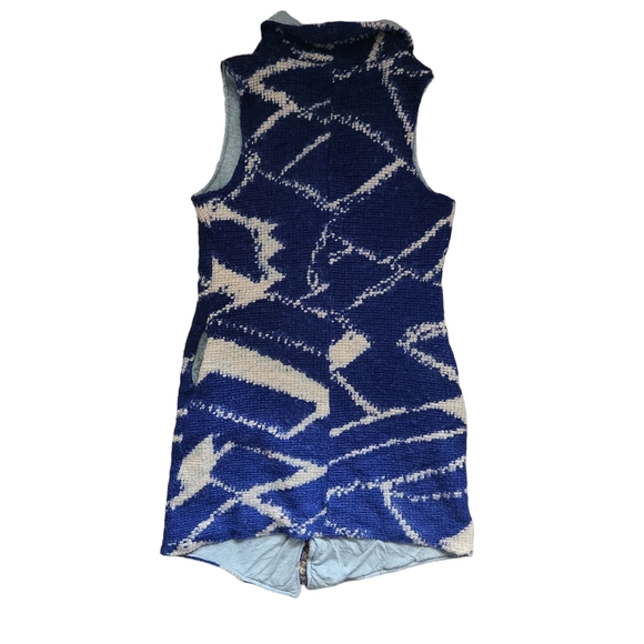 Anthropologie Tabitha Open Sweater Duster Vest Wool Mohair Blend Blue Cream Med - Picture 10 of 14